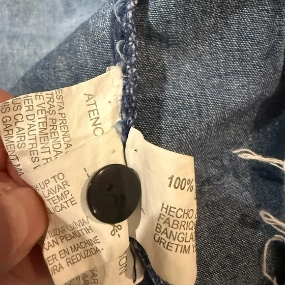 Zara Trafaluc Patchwork Denim Shirt Frayed Hem Y2K XS - Picture 6 of 6